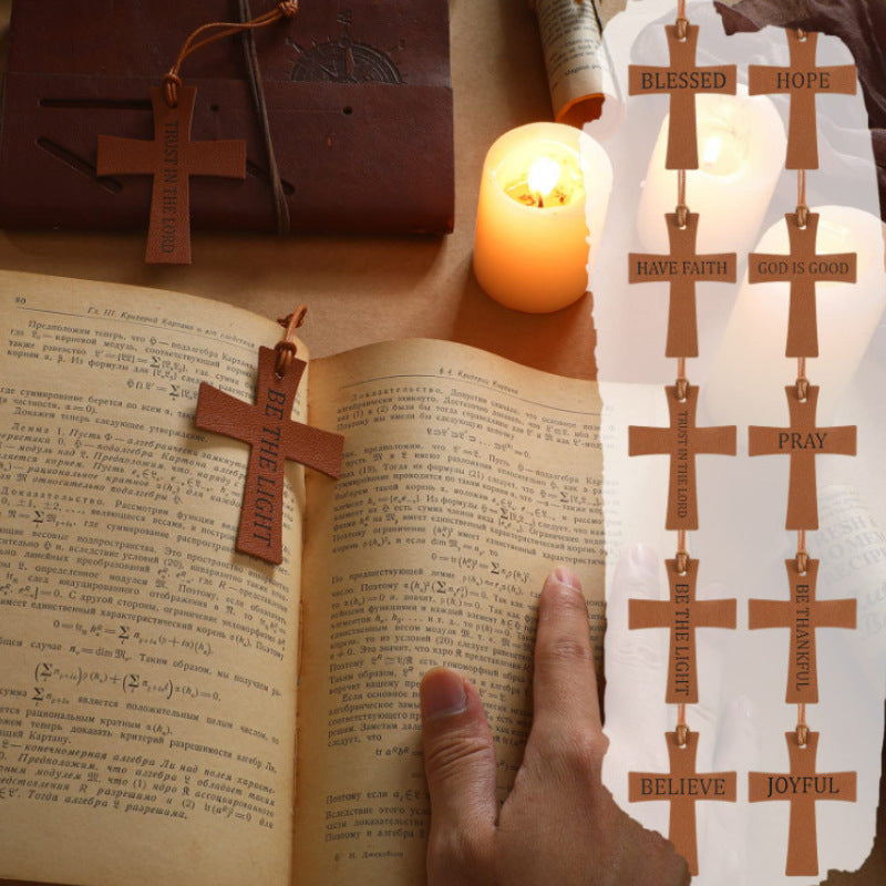 The "Cross Bible" Leather Bookmark