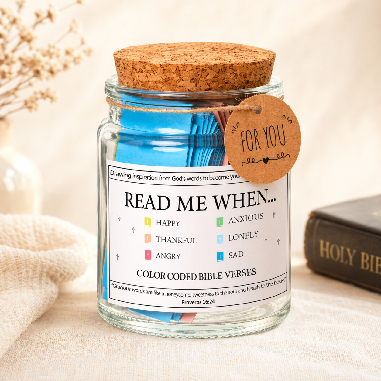 Jorvello™ Handmade Bible Verse Glass Jar