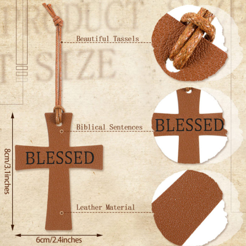 The "Cross Bible" Leather Bookmark